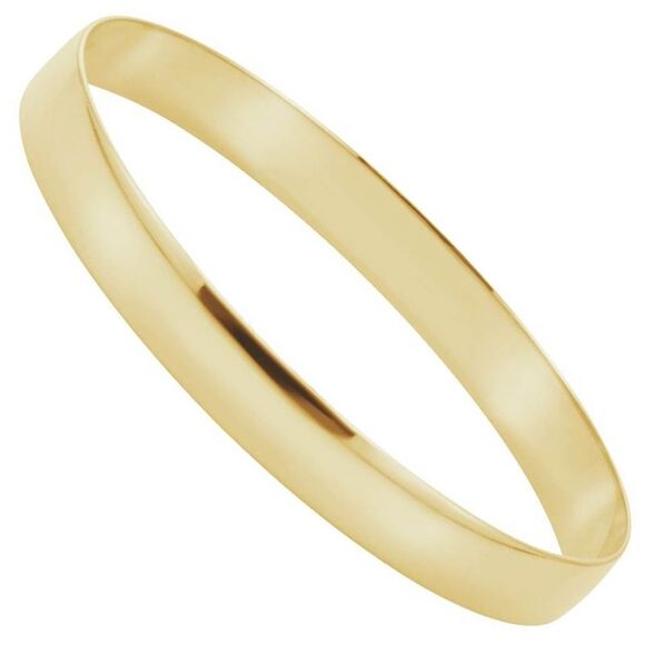 8mm 14k Yellow Gold Solid Half Round Bangle Bracelet, 7.75 Inch